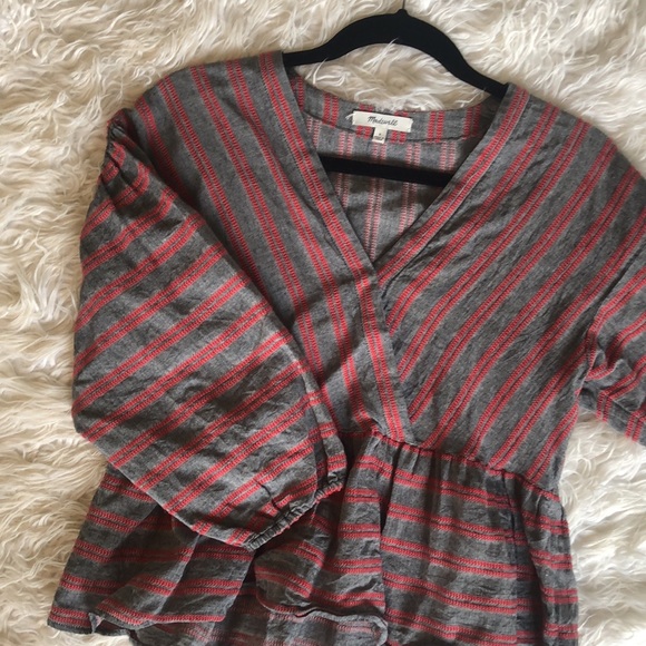 Madewell Striped Button Close Top Sz S - Picture 6 of 8
